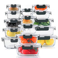 30 Pieces Glass Food Storage Containers Set, Glass Meal Prep Containers Set with Snap Locking Lids, Airtight lunch Containers for Microwave, Oven, Freezer & Dishwasher,Gray