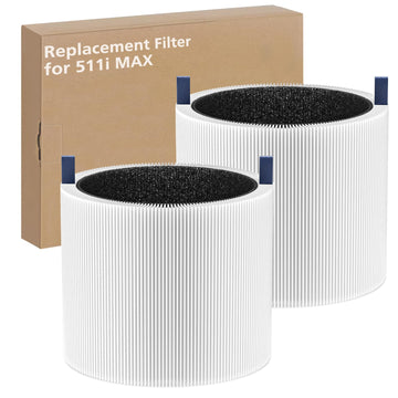 2-pack 511i MAX Replacement Filter Compatible with BLUEAIR HEPASilent Air Cleaner, Blue Pure F5MAX, Model Blue Pure 511i Max (NOT for 511?