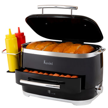 Kusini Hot Dog Food Steamer Machine With Bun Warmer, 24 Hot Dog & 12 Buns