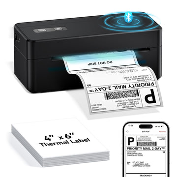 Bluetooth Thermal Shipping Label Printer, 4x6 Thermal Label Printer for Small Business, 2410BT Wireless Label Printers Compatible with iOS Android & PC, Widely Used for USPS, Tiktok