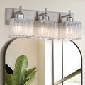 3-Light Crystal Bathroom Vanity Light Over Mirror, Nickel Modern Wall Light Fixture for Bathroom, Living Room, Bedroom, Hallway