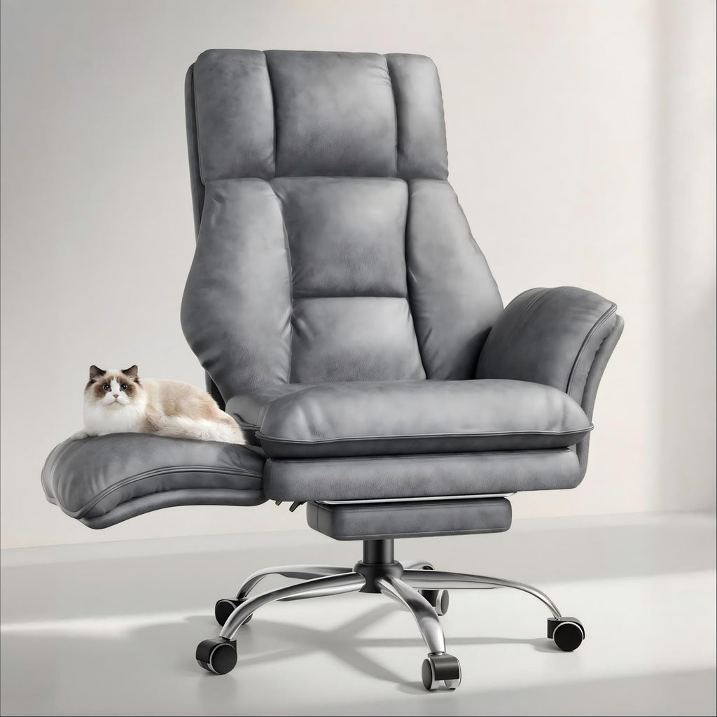 Big and Tall Office Chair, Flip Armrests for Pets & Cross Legged Sitting, Tech Grey