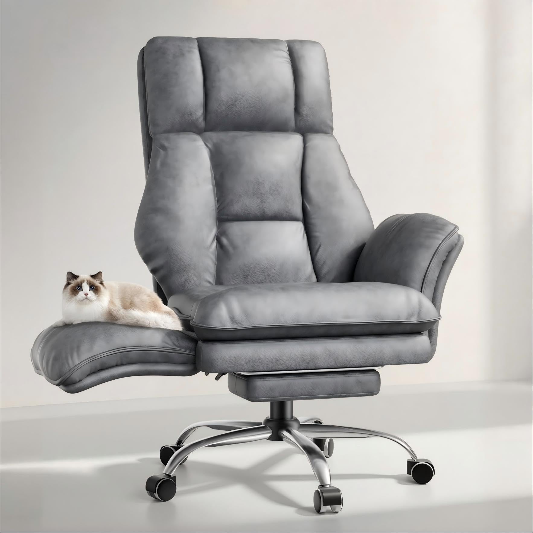 Big and Tall Office Chair, Flip Armrests for Pets & Cross Legged Sitting, Tech Grey