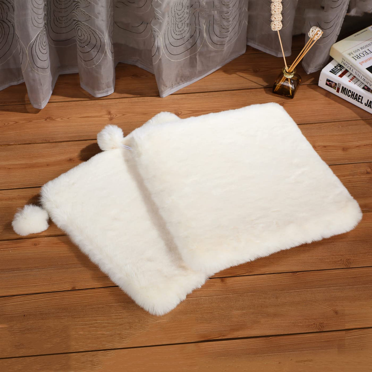 SHENGOCASE Pet Bed Cushion Pad, 12 x 12 inches, Square Faux Rabbit Fur, 2-Pack, Cat Tree Tower Replacement Mat