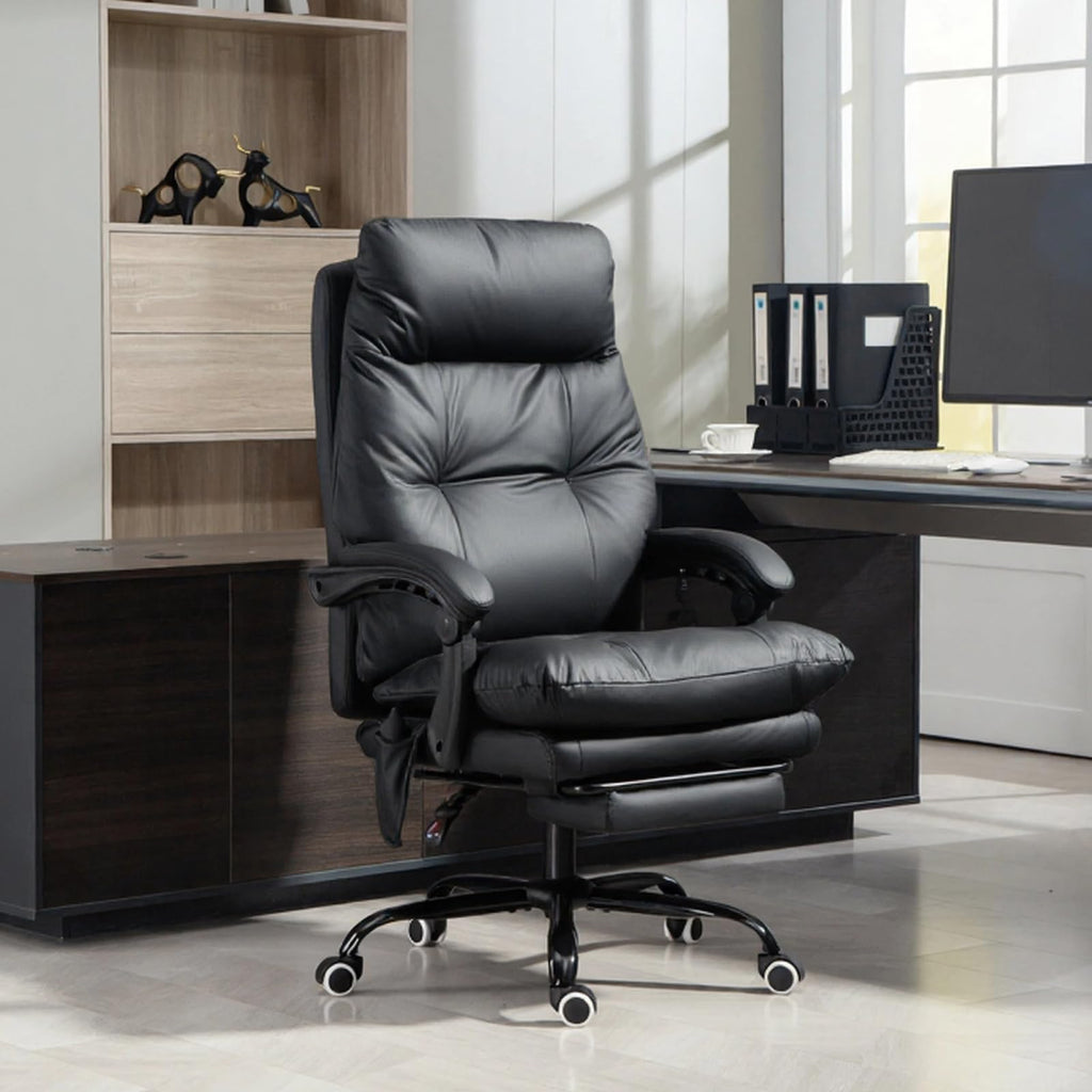 Anjieacen Executive Office Chair 155° Recline High Back Office Chair with Footrest & Adjustable Lumbar Support, Comfy Computer Chair for Study