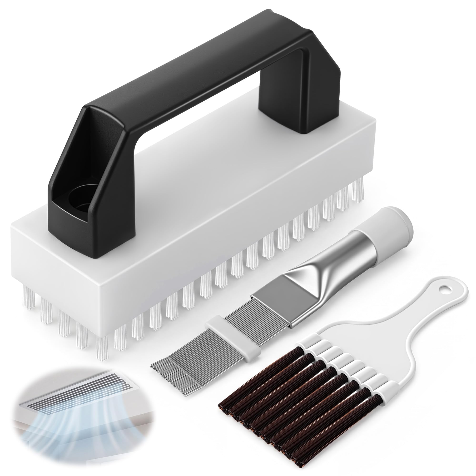 Dreyoo 3PCS AC Fin Comb and Bush Cleaner Kit, Air Conditioner Fin Comb, Air Coil Cleaning Brush & 2-in-1 AC Straightener Coil Cleaner for HVAC, Evaporator, Refrigerator, Radiator Repair Tool