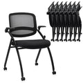 Clatina Stackable & Foldable Conference Chair with Wheels, Ergonomic Mesh Back, 300lbs Capacity, Breathable Padded Seat, Adjustable Armrests,