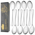 8 Piece Stainless Steel Serving Spoon Set - 4 Large, 4 Slotted,Dishwasher Safe,10-Inch, for Parties/Kitchen/Buffet/Catering