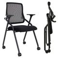 Blaneduo Updated Conference Room Chairs, Folding Office Desk Chair with Lumbar Support and Sliding Armrest with Casters, Stackable Office Guest