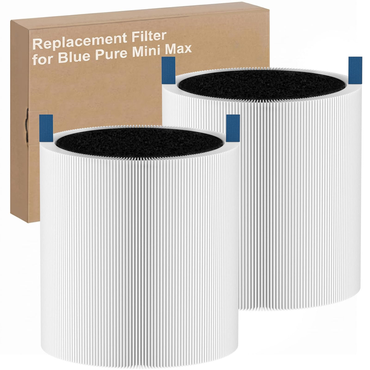2 Pack Mini Max Replacement Filter, FMINI Air Filter Compatible with Blueair Blue Pure Mini Max Air Purifier, True H13 HEPA & Activated Carbon Filter