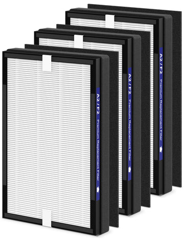 3-Pack A2 F2 Replacement Filter Sets, Compatible with 3M Filtrete F2 Room Purifier Models FAP-C02-A2, FAP-C03-A2, FAP-SC02L, and FAP-T03-A2, Parts # 1150101