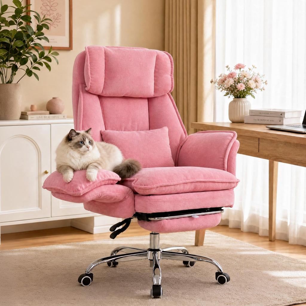 Bowthy Office Chair with Flip Armrests & Foot Rest,criss Cross Legged Home Office Desk Chair with Pet Seat,ergonomic Reclining Computer Gaming