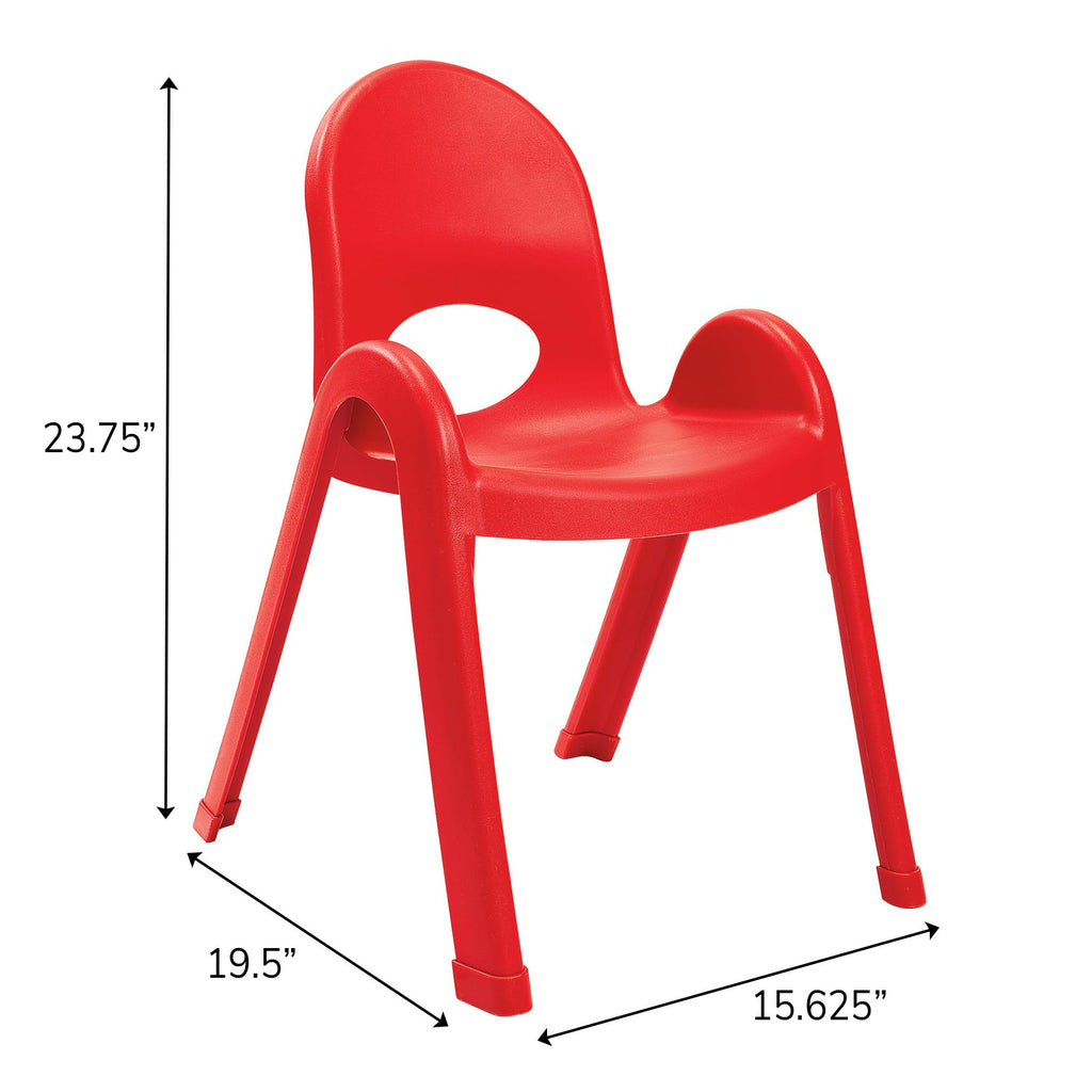 Children’s Factory Value Stack 13" Child Chair, Candy Apple Red, 2 Pack, Stackable Ergonomic Seating Solution for Classrooms and Homeschools