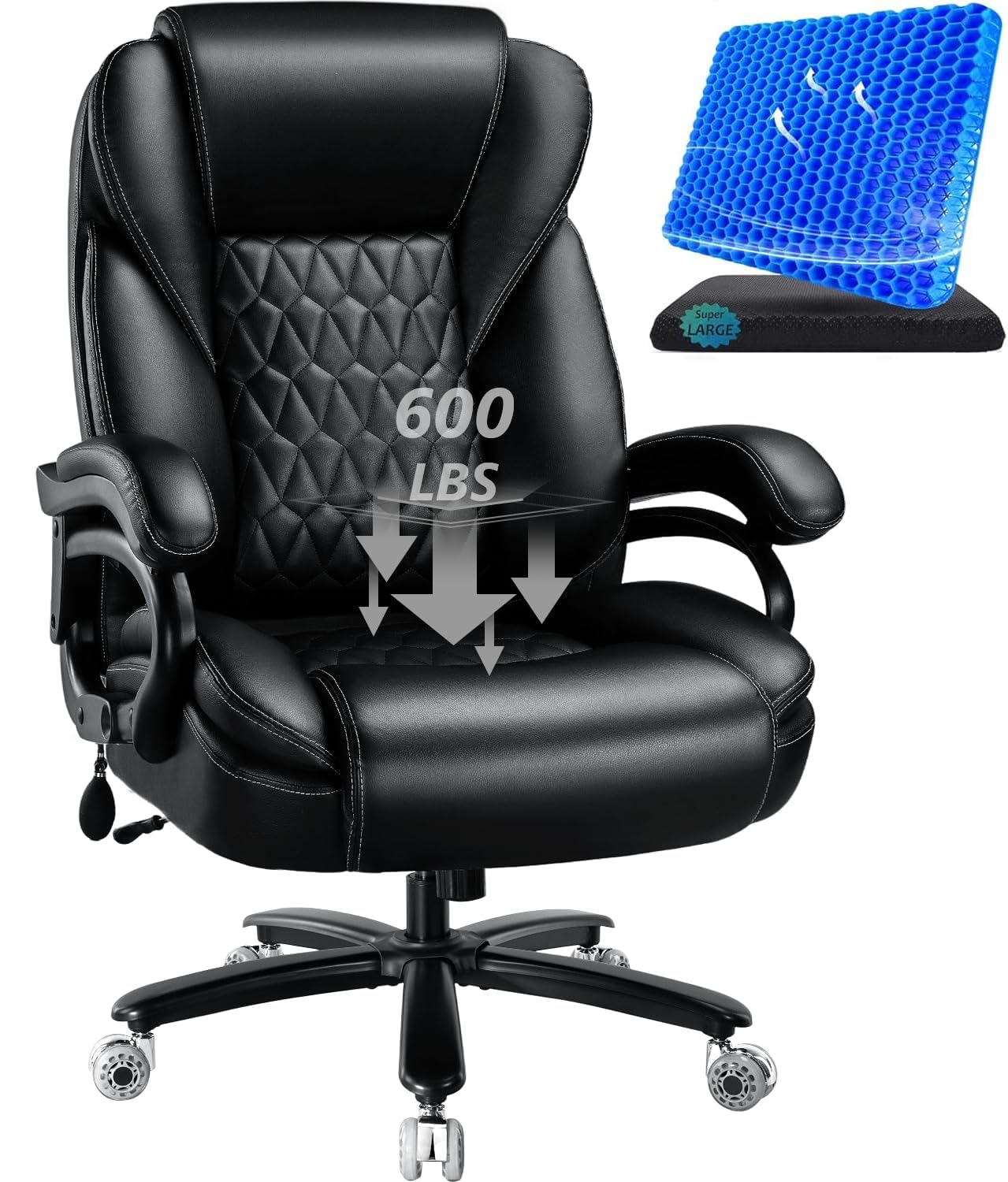 Famsway 600lbs Big and Tall Office Chair with Pocket Spring Cushion, Heavy Duty Office Chair for Low Back Pain Relief, Large Executive Office