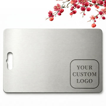 Custom Logo Titanium Cutting Board, Personalized Engraved Steel Board, Ideal Gift for Employees, Customers, Business Partners, Corporate and Client Appreciation