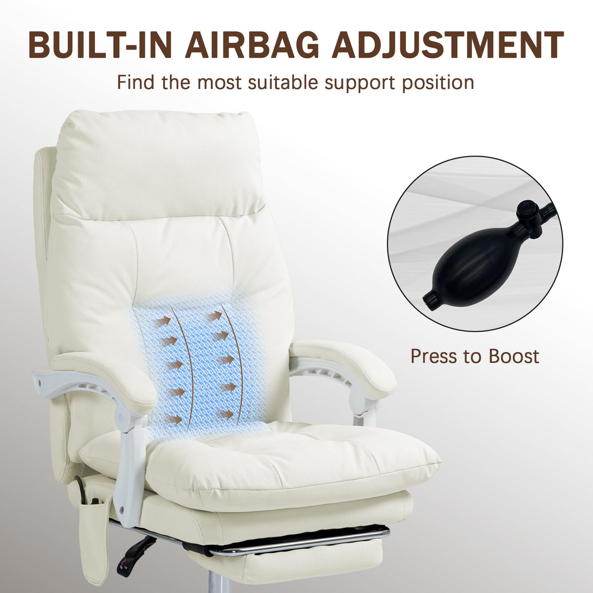 Anjieacen Executive Office Chair 155° Recline High Back Office Chair with Footrest & Adjustable Lumbar Support, Comfy Computer Chair for Study