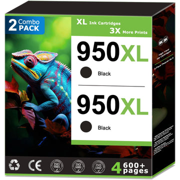 950XL Black Ink Cartridges Replacement for HP 950 ink Cartridges Combo Pack Compatible with HP Printer OfficeJet Pro 8100 8600 8610 8615 8620 8625 251dw 271dw Printer (2 Pack) High Yield With V17.2.1