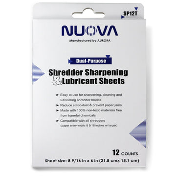 Nuova SP12T Paper Shredder Sharpening & Lubricant Sheets, 12 Count