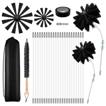 30 Feet Dryer Vent Cleaner Kit, Duct Cleaning Brush with 23 PP Rods and 4-Inch and 6-Inch Dryer Vent Brush, Dryer Cleaning Kit Suitable for Dryer Duct Cleaning Kit for Chimneys, Pipes,Dryers,Crevices
