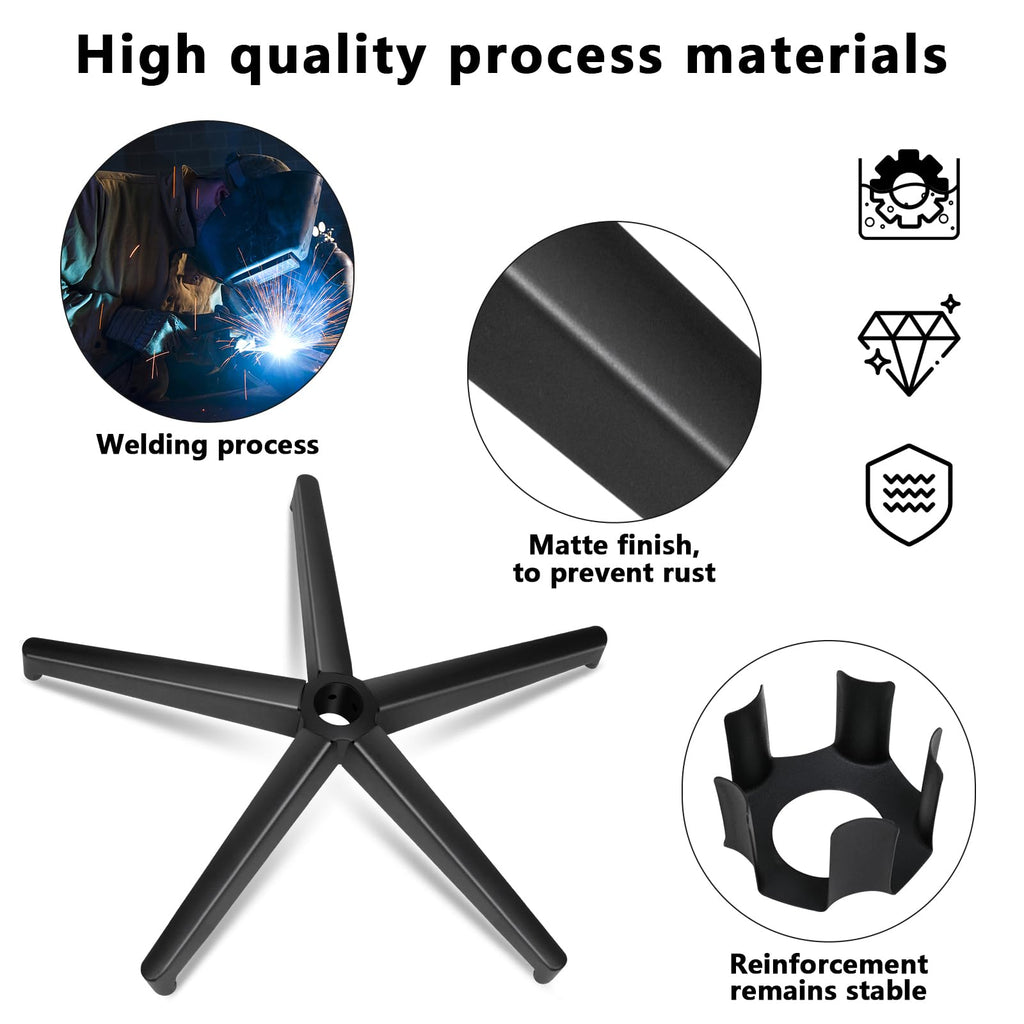 Heavy Duty Desk Chair Base Replacement 2200lbs,office Chair Base Replacement-universal Gas Cylinder and Caster Sockets 28" (black with Gloves)