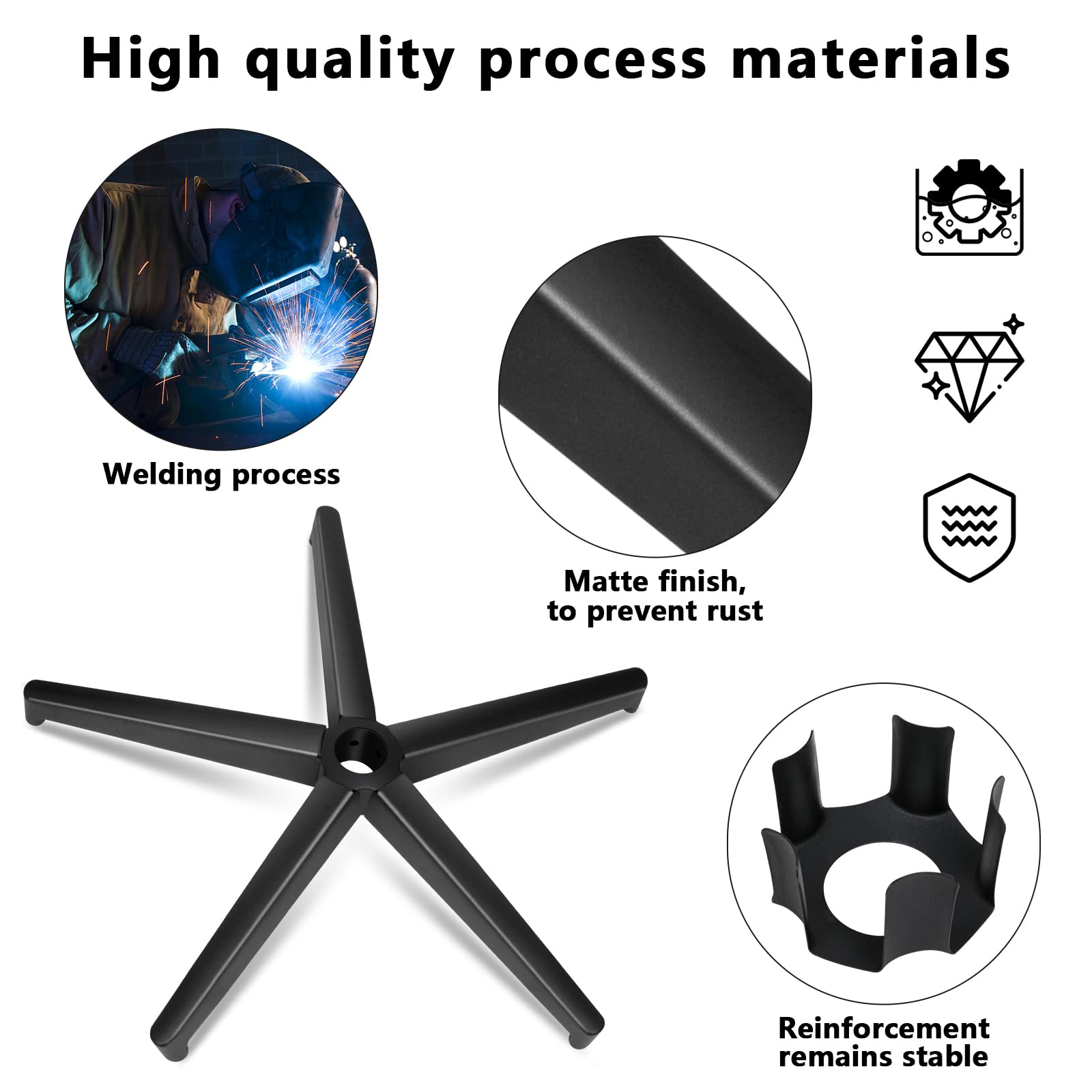Office Chair Replacement Parts-28'' Heavy Duty Base Replacement(2200lbs) - Desk Chair Reinforced Metal Leg,universal Caster and Gas Cylinder