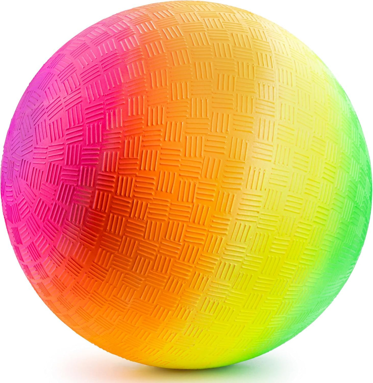PlayBolt Rainbow Playground Ball - 8.5Inch (Pack of 1) Rubber Bouncy Inflatable Balls for Kids and Adults, Indoor and Outdoor Games, Kickball, Dodgeball, Four Square, and More