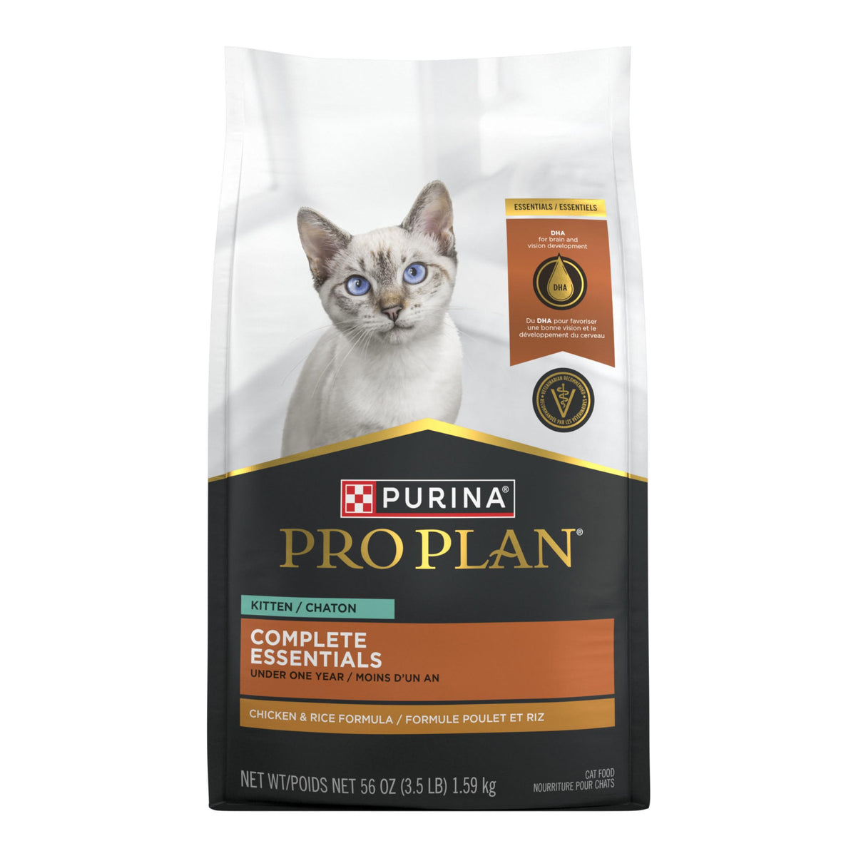 Purina Pro Plan Kitten Dry Food Complete Essentials Chicken and Rice Formula - 3.5 lb. Bag