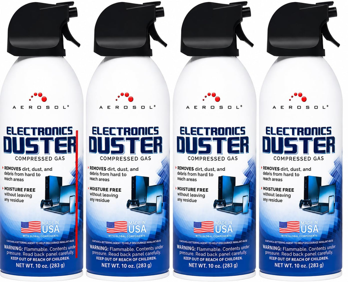 Electronics Duster 10 Oz (4-Pack) Compressed Air Can for Computers, Keyboard Cleaner, Gas Duster for PC, Cameras, Desk and Sensitive Electronics, Moisture-Free, Disposable Air Blaster Cans, Neuryn