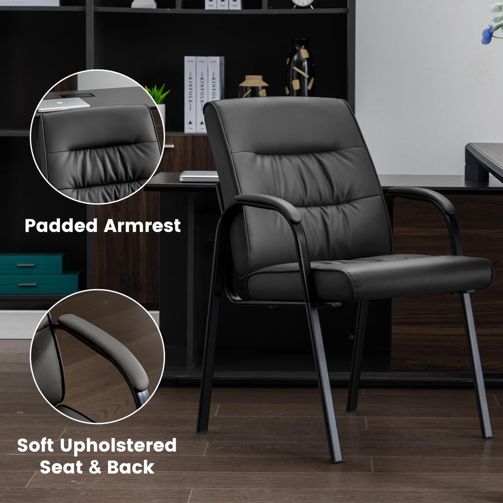 Boiskom Office Guest Reception Chair Set of 6, Conference Room Chairs Waiting Room Chairs 6 Pack, Modern Leather Office Desk Chair No Wheels.