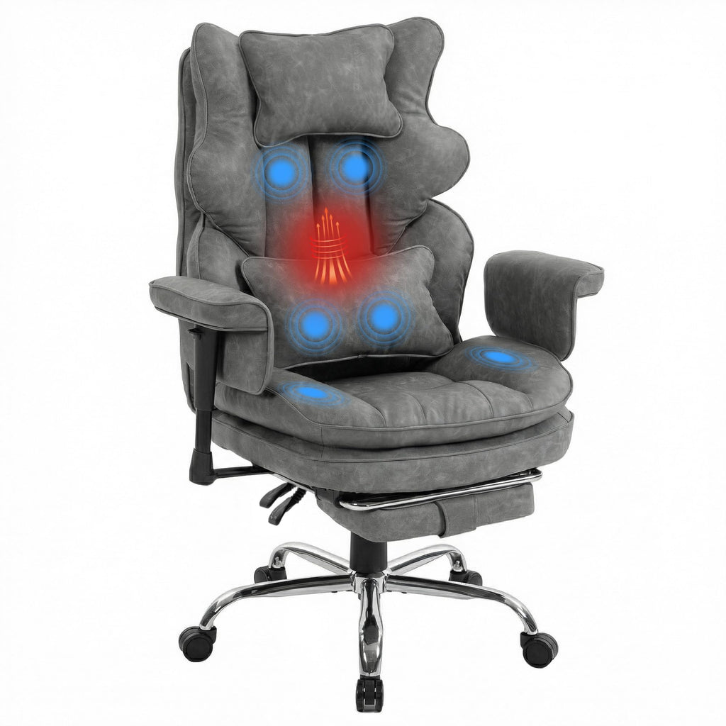 Big and Tall Massage Office Chair with Heat, Extra Wide Double-layer Pocket Spring Cushion, High Back Reclining Gaming Chair with Adjustable