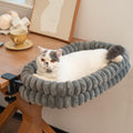 CHEERPALS Cat Desk Bed with Reversible Cushion, 90°Foldable Cat Hammock for Desk Mounted Removable & Washable, Suitable for Medium-to-Large Cats and Puppy, Cloud Series(Grey, Large)