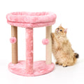 Cat Scratching Post Tree 3 in 1 Cat Tree Tower with Soft Bed, Heart Shape Scratch Posts with Two Hanging Ball Toys for Indoor Cats and Kittens Pink