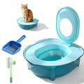 Cat Potty Training Kit for Indoor Cats, Portable Cat Toilet with Raised Anti-Splash Edge, Easy Clean Thickened PP Litter Box for Small and Medium Cats (Blue)