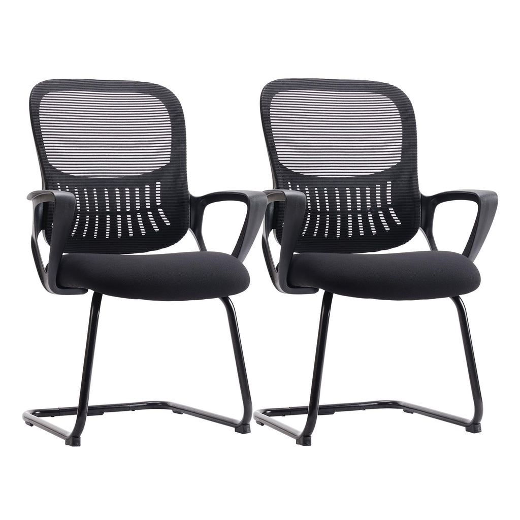 Sweetcrispy Office Desk Chair No Wheels Set of 1, Stationary Non Rolling Mesh Mid Back Computer Guest Side with Lumbar Support for Home Waiting