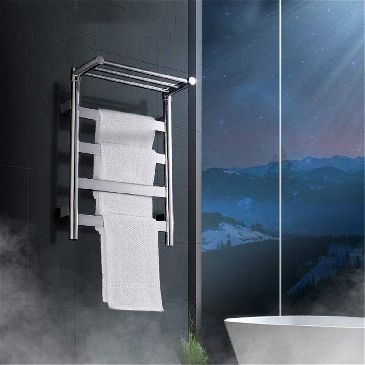 Bathroom Wall Heater Towel Warmer Heated Towel Rack Double Layer Electric Towel Drying Rack Energy Saving Safety for Bathroom Towel Dryer Bathroom Accessories (Size : Plugin) (Har ()