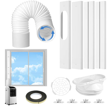Universal Portable AC Window Kit, AC Window Vent Kit with 5.9"x78.7" Anti-Clockwise Exhaust Hose for Horizontal & Vertical Sliding Windows (3.9"W Panel)