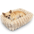Tiny Pet Bed for Extra Small Dogs & Cats, Square Washable 18x14 Cat Bed with High Sides, Rectangle Calming Cat Beds for Indoor Kittens and Puppy, Soft Comfy Very Small Sofa for Pets Cozy Sleep, Beige