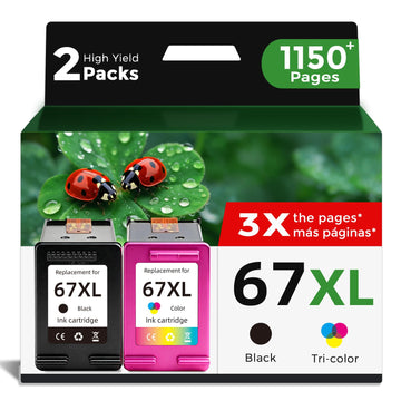 67XL Ink Cartridge Black Color Combo Pack Replacement for HP 67 HP67 XL HP67XL for 2700 2700e 4100 6400 4155e 2755e 6000 2855e 2827e 2752e 4100e 6458 6455e 4152 6055e 6052e 4152e 2742e 6400e Printer
