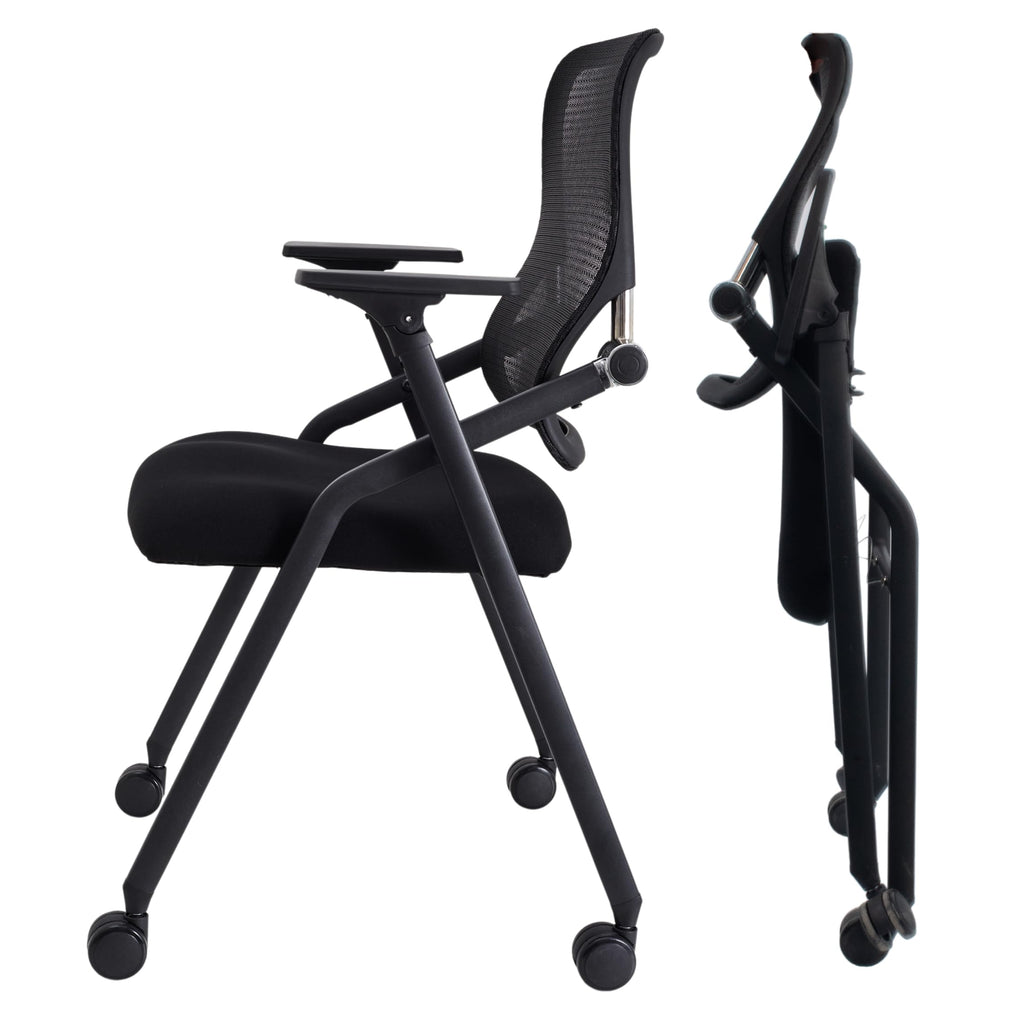 Brobriyo Pro, Stackable & Foldable Conference Room Chairs with 2x Thick Cushion, Lumbar Support, Armrest - Mesh Bouncing Back for Office