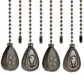4 Pack Bronzed Ceiling Fan Pull Chain Extension, 12 Inches Classic Drop Shaped Pendant Pull Chains for Ceiling Fans and Lights, Decorative Fan Pulls Extenders with Connector (2 light and 2 fan)