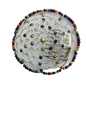 Elegant Beaded Dressy Wire Kippah for Women and Girls - Rainbow