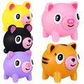 Toyvian 5Pcs Pig Shape Stress Squeeze Toys for Kids and Adults Tongue Out Cartoon Animal Decompression Play Set Colorful Soft Latex Squeeze Toys for Home School and Party Fun