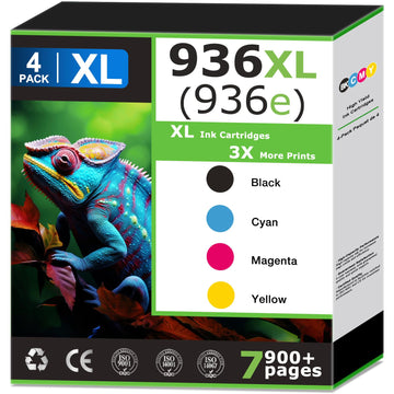 936XL 936e Ink Cartridges Combo Pack Replacement for 936 Ink Cartridges Work With OfficeJet Pro 9110 9120 9122 9125 9730e 9135e 9122e 9110b 9120b Black Cyan Magenta Yellow, Updated with V19.12.1