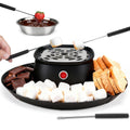 2 in 1 Electric Smore Maker & Fondue Set, Marshmallow Roaster with 4 Forks, Indoor Smores Kit for Kids & Couples, Cheese & Chocolate Fondue Pot, 4 Detachable Trays, Graphite
