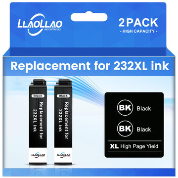 LLAOLLAO Remanufactured for 232XL Black Ink Cartridges Replacement for Epson 232XL Ink Cartridges Combo Pack T232 Work for Expression Home XP-4200 XP-4205 Workforce WF-2930 WF-2950 Printer (2 Black)