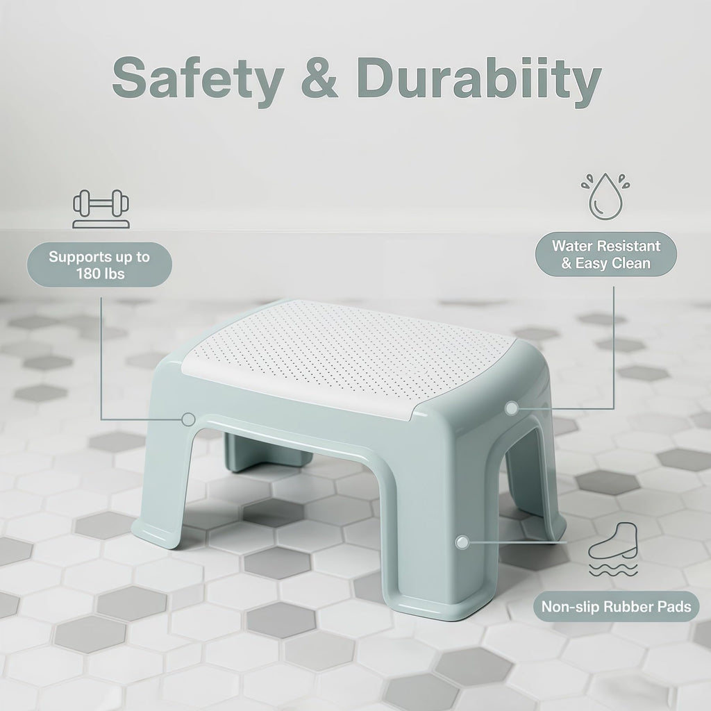 Small Plastic Step Stool - Anti-slip Abs Ba Th & Shower Stool Bathroom, Kitchen, Home & Garden, 2-pack, White-2pcs