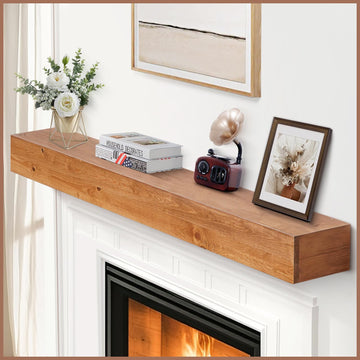 G GOOD GAIN Fireplace Mantel 60 inch - Handcrafted Rustic Solid Wood Mantel l Floating Shelves Decor for Wall, Bedroom, TV, Books, Livingroom.Rustic?60x8x5