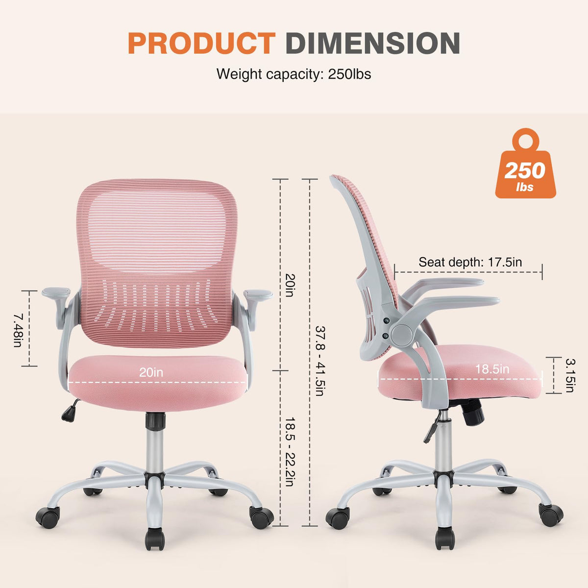 Sweetcrispy Home Office Managerial Executive Chair, Ergonomic Mesh Adjustable Swivel Mid-back Computer Desk Chair with Comfortable Lumbar