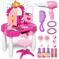 Eohemeral Toddler Makeup Table with Mirror and Chair, Kids Makeup Vanity Set with Accessories and Lights and Music Sound for Girls, Toddlers 3-5 Years Old