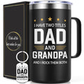 Lifecapido Fathers Day Gift for Grandpa, I Have Two Titles Dad And Grandpa I Rock Them Both 20oz Insulated Coffee Mug with Keychain, Birthday, Father’s Day Gift, Black